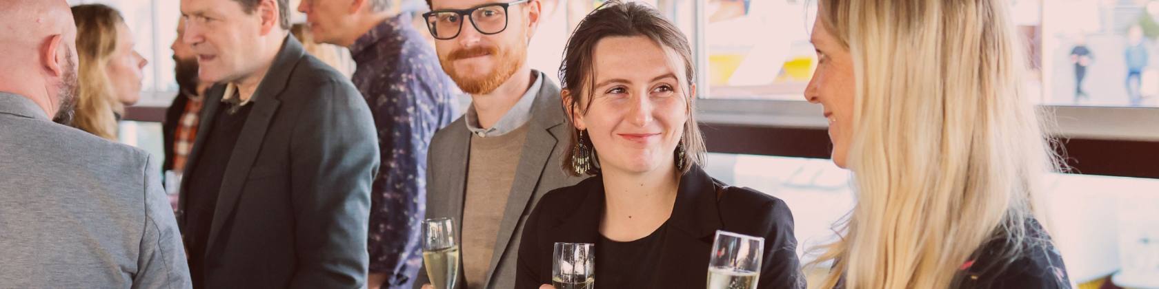 coworkers in a company networking event